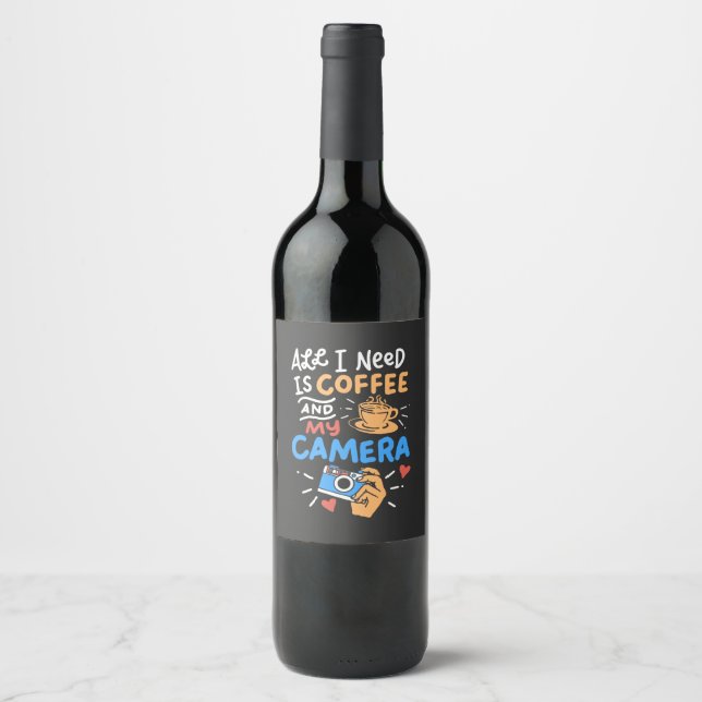 Étiquette Pour Bouteilles De Vin Photographie - Café et appareil photo (Devant)