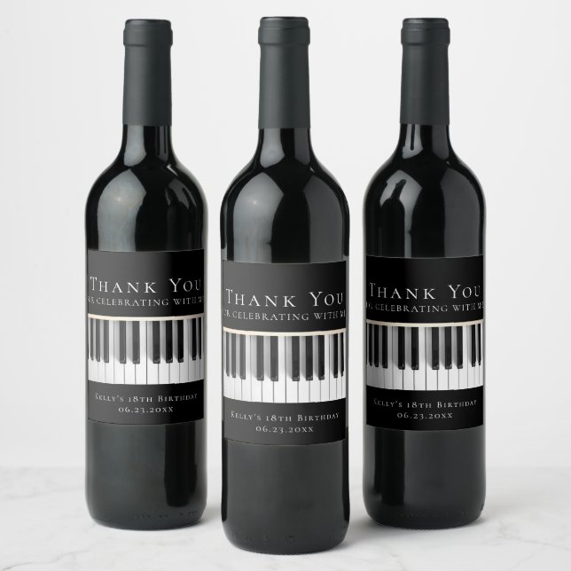 Étiquette Pour Bouteilles De Vin piano Merci (Bouteilles)