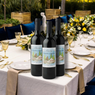Étiquette Pour Bouteilles De Vin Piano Violon tourterelles Mariage Luxe