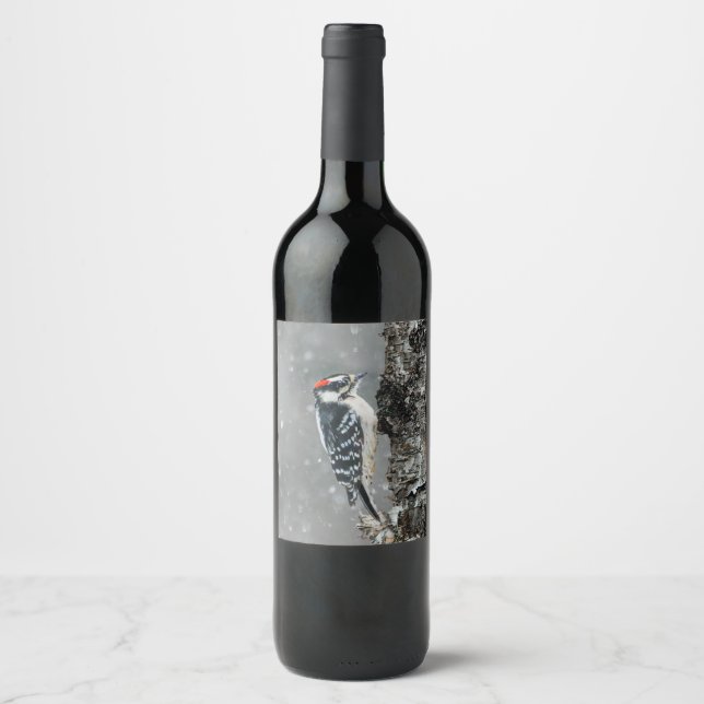 Étiquette Pour Bouteilles De Vin Pic Downy en neige - Photo originale (Devant)