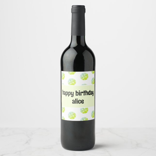 Étiquette Pour Bouteilles De Vin Pickball Party Sports Green Custom (Devant)