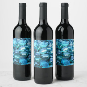 Étiquette Pour Bouteilles De Vin Pierres en verre Aqua