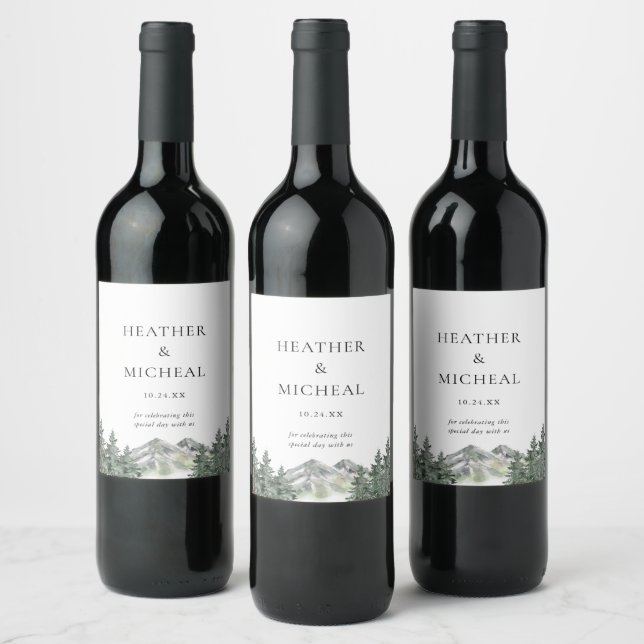 Étiquette Pour Bouteilles De Vin Pine Tree Mountain Wedding Faveurs (Bouteilles)