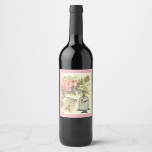 Étiquette Pour Bouteilles De Vin Pink French Thème Vintage Paris