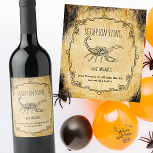Étiquette Pour Bouteilles De Vin Piqûre de scorpion de pharmacie Halloween vintage