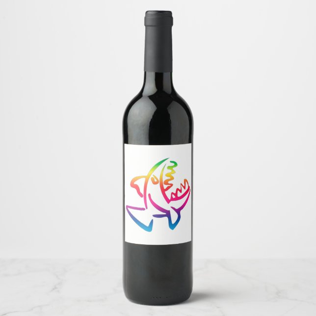 Étiquette Pour Bouteilles De Vin Piranha (Devant)