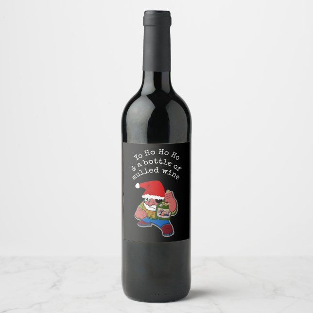 Étiquette Pour Bouteilles De Vin Pirate Père Noël Funny Vin Multiculé Noël (Devant)