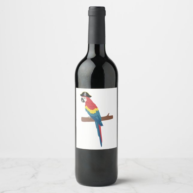 Étiquette Pour Bouteilles De Vin Pirate Scarlet Macaw (Devant)
