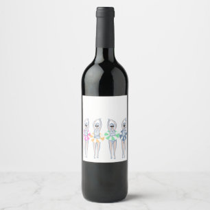 Étiquette Pour Bouteilles De Vin Piscine Artistique vintage Piscine Anneau
