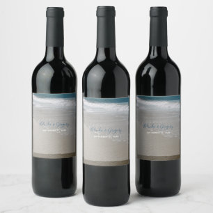 Étiquette Pour Bouteilles De Vin Plage balnéaire & Mariage de sable