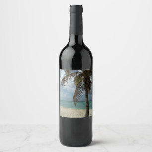 Étiquette Pour Bouteilles De Vin Plage d'Aruba I Belle Scène Nature