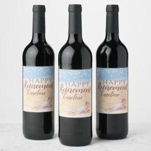 Étiquette Pour Bouteilles De Vin Plage de retraite Coquillage côtier