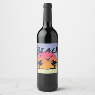 Étiquette Pour Bouteilles De Vin Plage/littoral/tropical/hawaïen