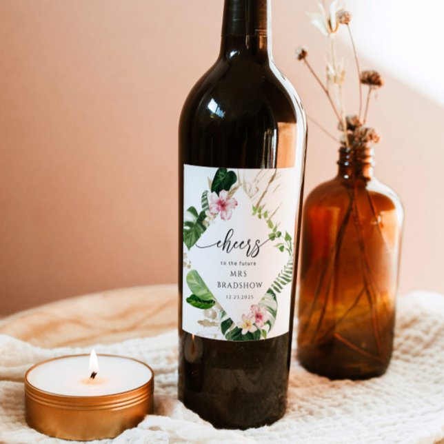 Étiquette Pour Bouteilles De Vin Plage Tropical Bridal (Créateur téléchargé)