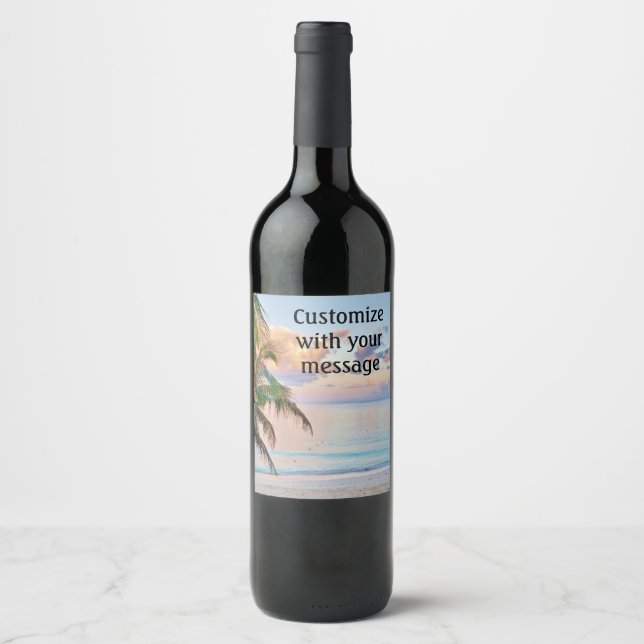 Étiquette Pour Bouteilles De Vin Plage tropicale (Devant)