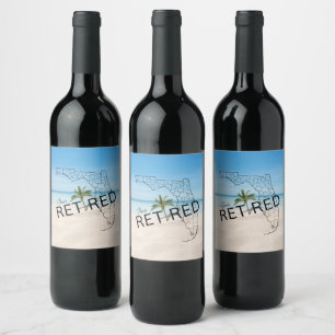 Étiquette Pour Bouteilles De Vin Plage tropicale et palmier de Floride à la retrait