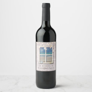 Étiquette Pour Bouteilles De Vin Plage Tropicale Fenêtre Bois Blanc Mariage Côté Me
