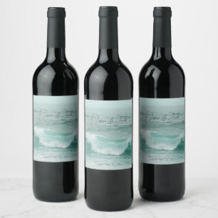 Étiquette Pour Bouteilles De Vin Plage Turquoise Blanc Marine