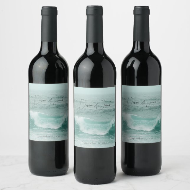 Étiquette Pour Bouteilles De Vin Plage Turquoise Blanc Marine (Bouteilles)