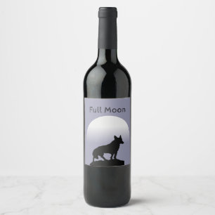 Étiquette Pour Bouteilles De Vin Pleine lune de Loup Noir Parfait
