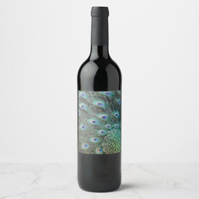 Étiquette Pour Bouteilles De Vin Plumes de queue de paon (Devant)