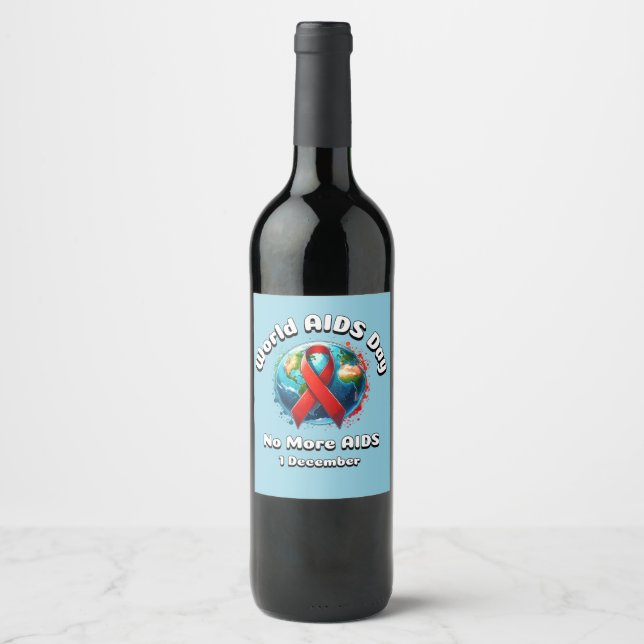 Étiquette Pour Bouteilles De Vin Plus De Sida. Journée mondiale du sida (Devant)