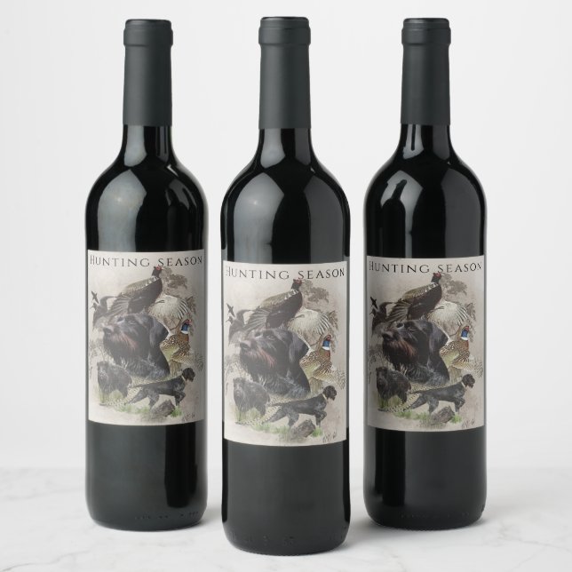 Étiquette Pour Bouteilles De Vin Pointeur À poils durs allemand (Bouteilles)