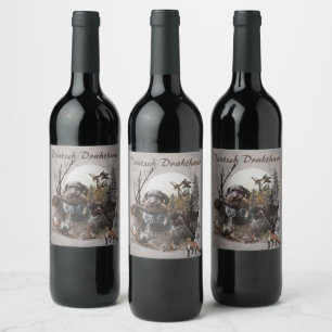 Étiquette Pour Bouteilles De Vin Pointeur À poils durs allemand