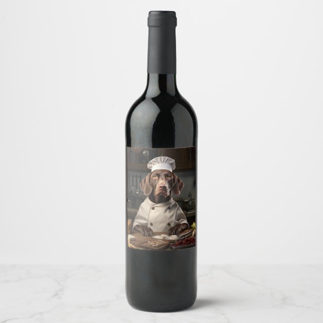 Étiquette Pour Bouteilles De Vin Pointeur allemand à poing court chef chien (Devant)