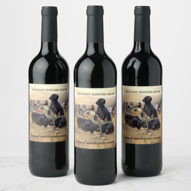 Étiquette Pour Bouteilles De Vin Pointeurs allemands à poils courts (Bouteilles)