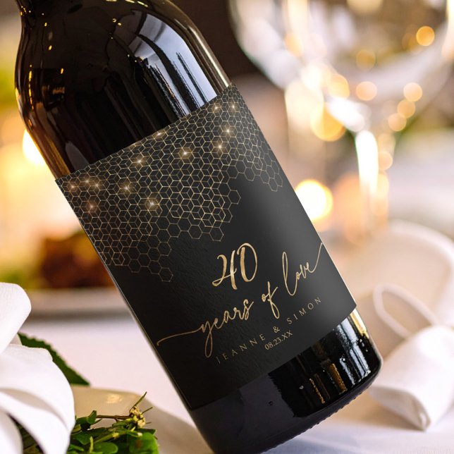 Étiquette Pour Bouteilles De Vin Points forts Gold 40th Anniversary ID1165 (Créateur téléchargé)