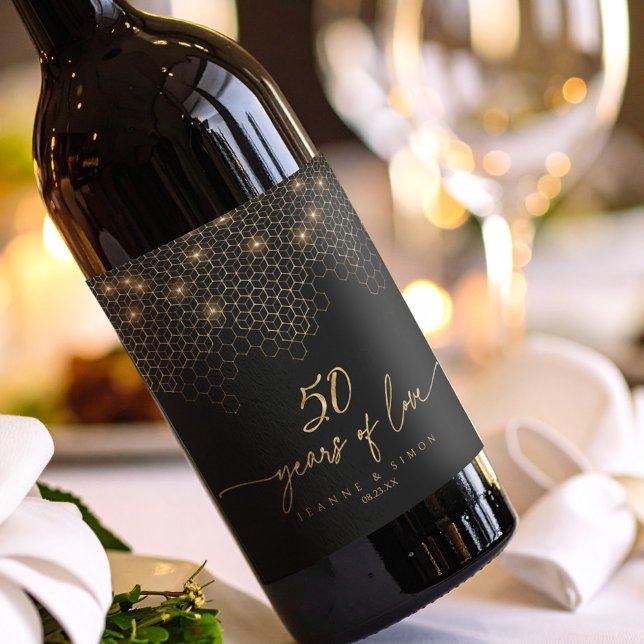 Étiquette Pour Bouteilles De Vin Points forts Gold 50th Anniversary ID1165 (Créateur téléchargé)