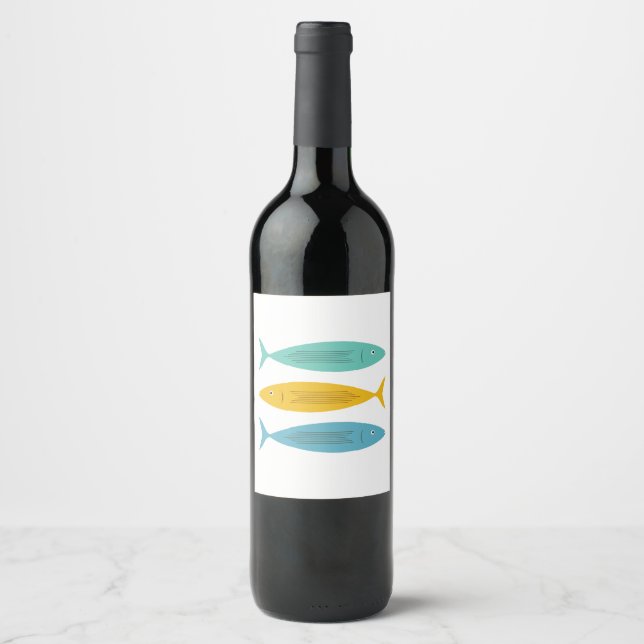 Étiquette Pour Bouteilles De Vin Poisson empilé (Devant)