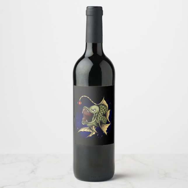 Étiquette Pour Bouteilles De Vin poisson prédateur (Devant)