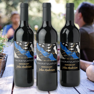 Étiquette Pour Bouteilles De Vin Policier Party Blue Gold Félicitations
