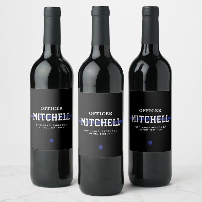 Étiquette Pour Bouteilles De Vin Policier personnalisé Ligne Bleue Mince (Bouteilles)