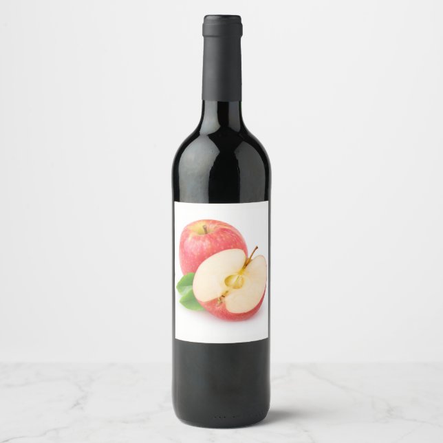 Étiquette Pour Bouteilles De Vin Pomme rouge (Devant)