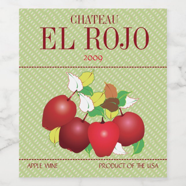 Étiquette Pour Bouteilles De Vin Pommes Fruit Botanique Récolte d'été Jardin (Étiquettes simples)