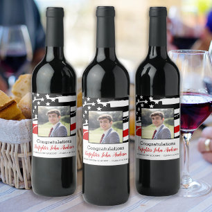 Étiquette Pour Bouteilles De Vin Pompier Photo Mince Red Line Graduation