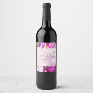 Étiquette Pour Bouteilles De Vin Pops de rose et violet vibrant Mariage floral