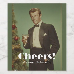 Étiquette Pour Bouteilles De Vin Portrait d'élégance des Fêtes vintage