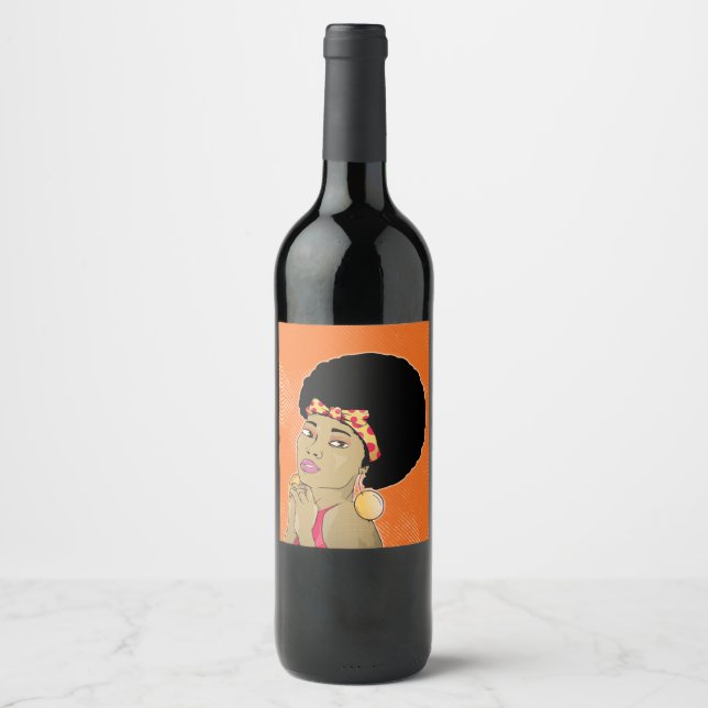 Étiquette Pour Bouteilles De Vin Portrait féminin afro-américaine (Devant)