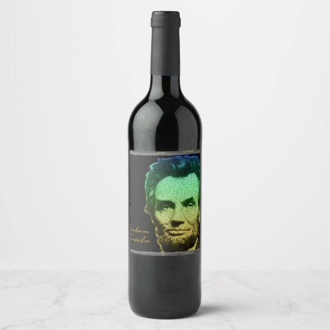 Étiquette Pour Bouteilles De Vin Poster Lincoln Portrait Texte (Devant)