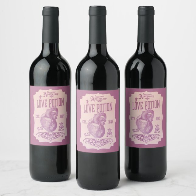 Étiquette Pour Bouteilles De Vin Potion d'amour d'Halloween (Bouteilles)