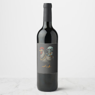 Étiquette Pour Bouteilles De Vin Poulet de Rider Zombie - Mug de café fou