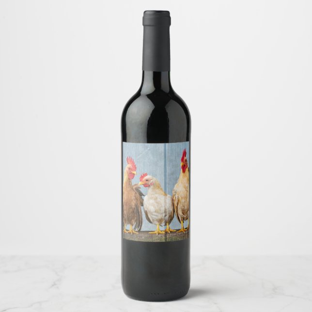 Étiquette Pour Bouteilles De Vin Poulet et amis (Devant)