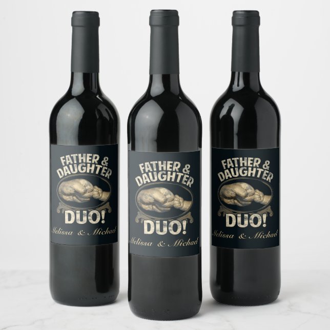 Étiquette Pour Bouteilles De Vin Premier Père Jour Père Fille Duo Personnalisé (Bouteilles)