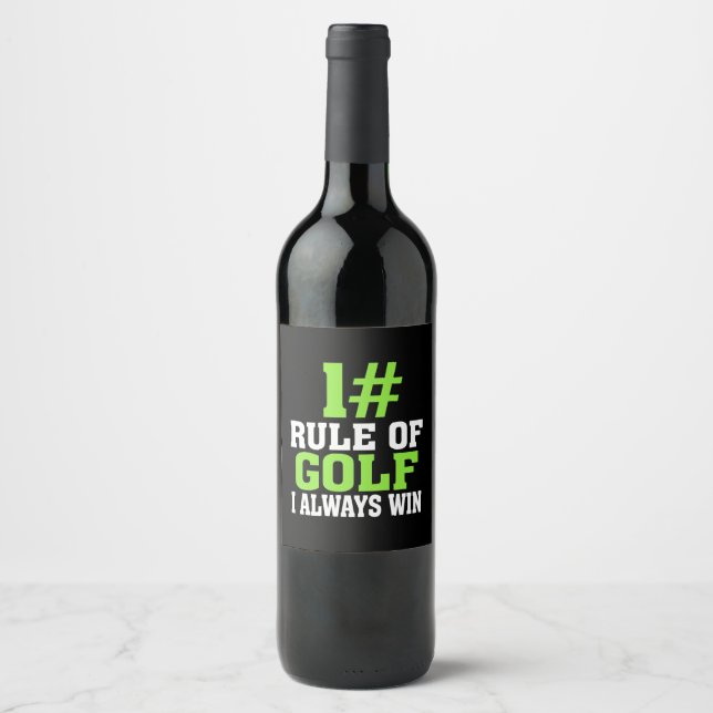 Étiquette Pour Bouteilles De Vin Première Règle De Golf (Devant)