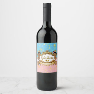 Étiquette Pour Bouteilles De Vin Prince/princesse africains Pink/étiquettes bleus