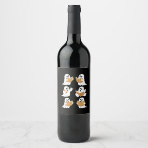 Étiquette Pour Bouteilles De Vin Professeur Halloween Fantôme Lisant Des Livres Bib